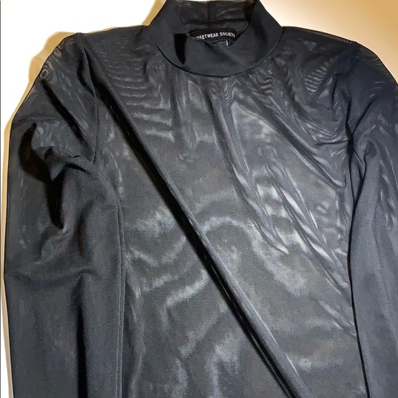 Mesh Mock Neck Long Sleeve Top - Picture 1 of 3